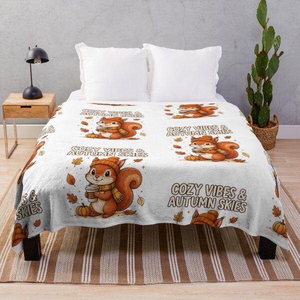 Item preview, Cozy Vibes & Autumn Skies – Cute Fall Squirrel designed and sold by NinaCreator.