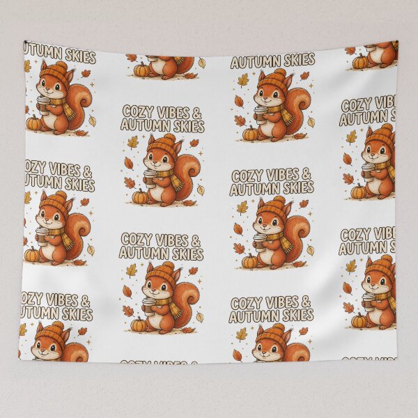 Item preview, Cozy Vibes & Autumn Skies – Cute Fall Squirrel designed and sold by NinaCreator.
