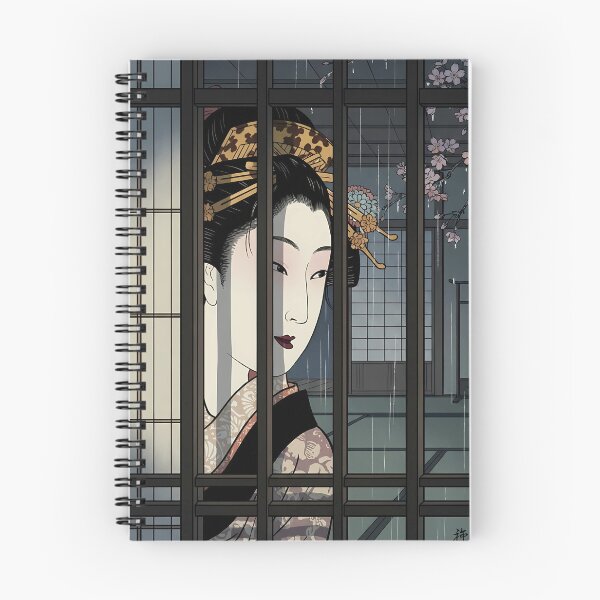 Item preview, Geisha Behind Lattice Window in Rain designed and sold by TokyoUkiyoHouse.