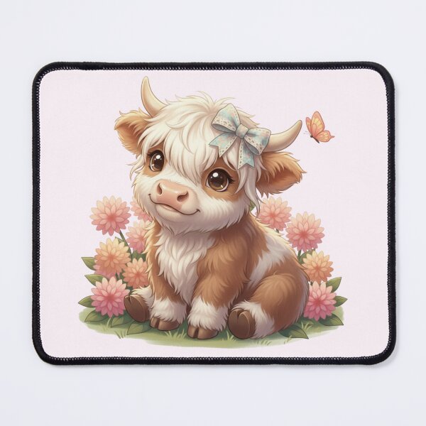 Item preview, Highland Cow with Dahlias designed and sold by HumTumMe.