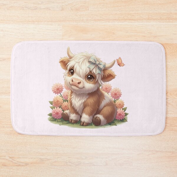 Item preview, Highland Cow with Dahlias designed and sold by HumTumMe.