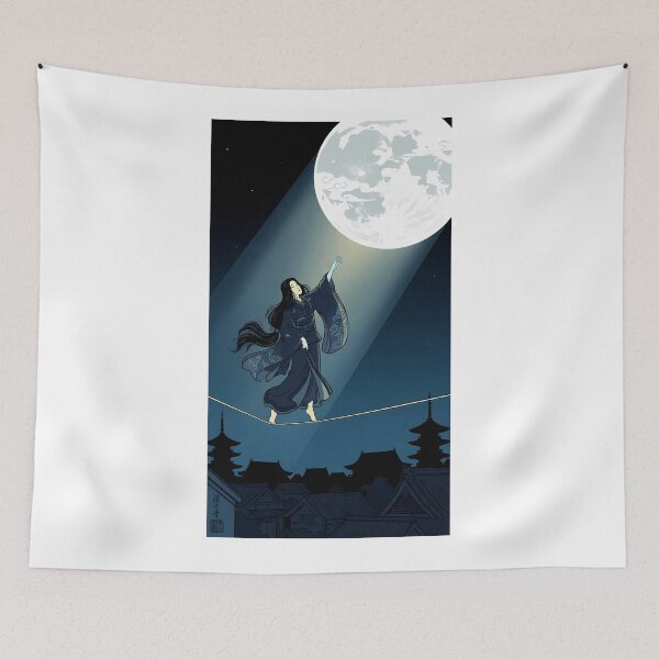 Item preview, Moonlight Tightrope Walker in Night Sky designed and sold by TokyoUkiyoHouse.