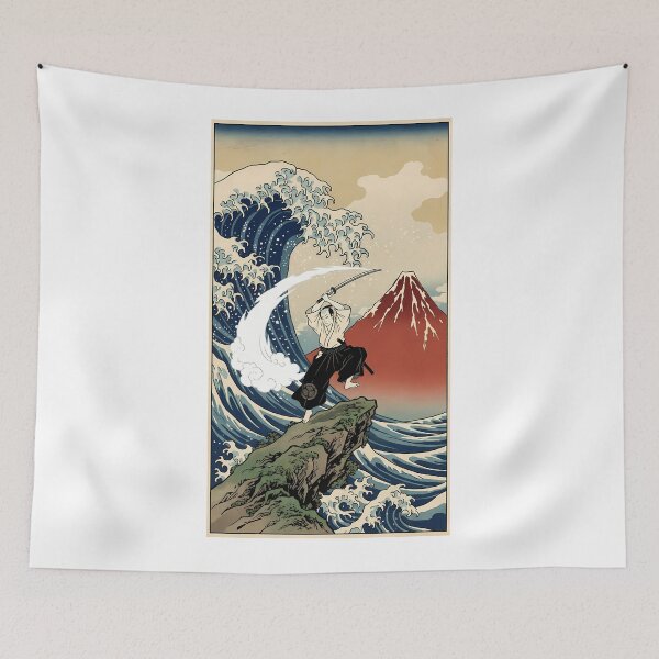 Item preview, Samurai and Great Wave with Red Fuji designed and sold by TokyoUkiyoHouse.