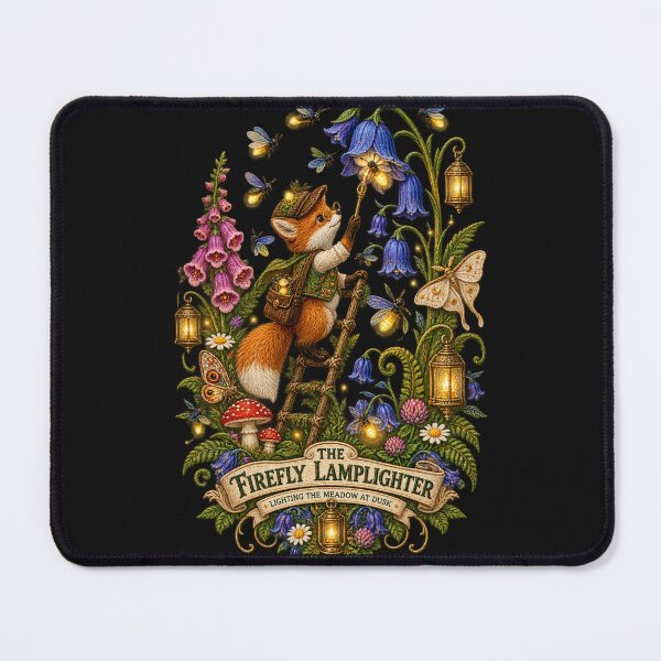 Item preview, Fox Firefly Lamplighter – Embroidered Woodland Folklore Art designed and sold by Emoji Emblems.