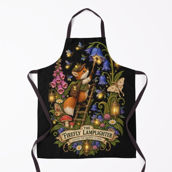 Item preview, Fox Firefly Lamplighter – Embroidered Woodland Folklore Art designed and sold by Emoji Emblems.