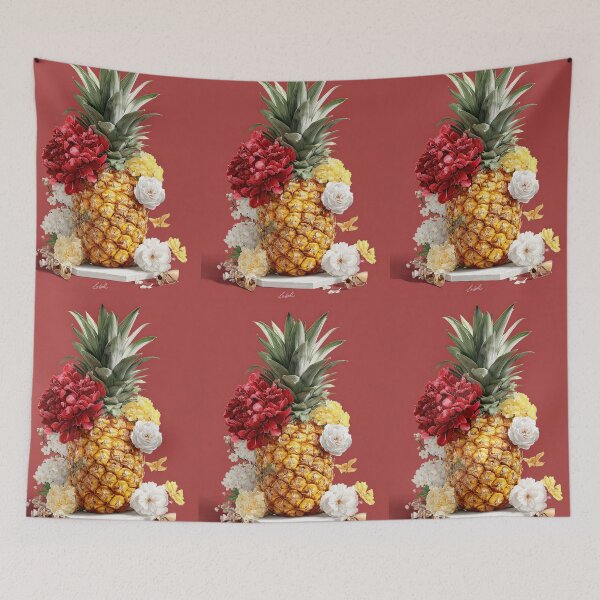 Item preview, Pineapple Tropical Fruits and Flowers designed and sold by Grafititee.