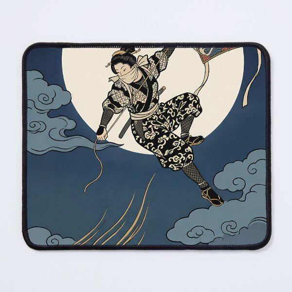 Item preview, Ninja Flying on Kite with Full Moon Ukiyo-e designed and sold by TokyoUkiyoHouse.