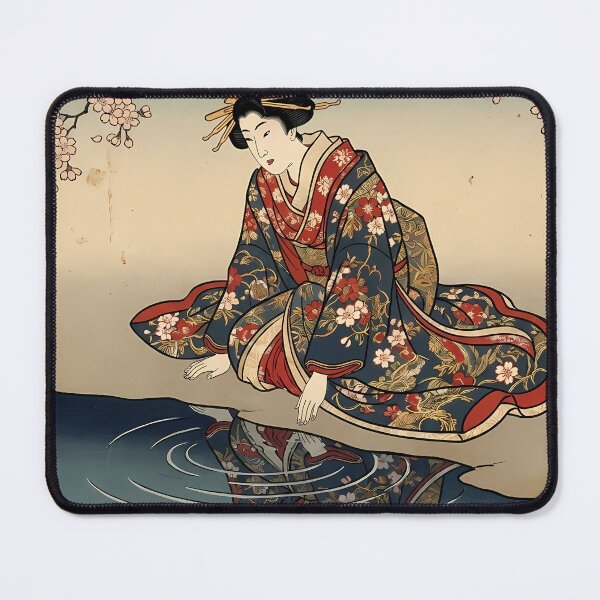 Item preview, Geisha Reflecting in Water with Cherry Blossoms Ukiyo-e designed and sold by TokyoUkiyoHouse.