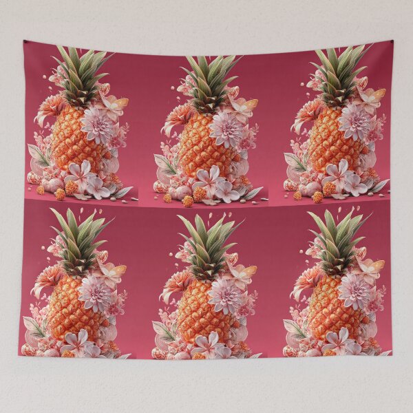 Item preview, Pineapple Tropical Fruits and Flowers designed and sold by Grafititee.