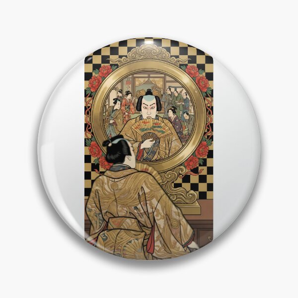 Item preview, Kabuki Actor Reflected in Mirror Vintage Japanese Art designed and sold by TokyoUkiyoHouse.