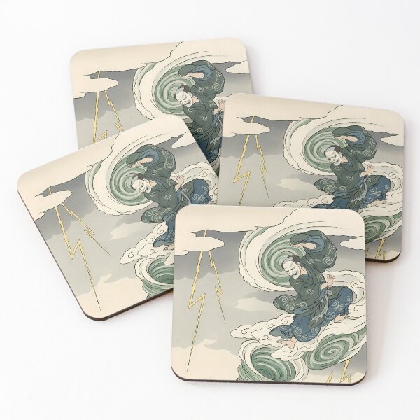 Item preview, Japanese Thunder God Ukiyo-e Art with Mount Fuji Storm designed and sold by TokyoUkiyoHouse.