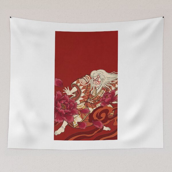 Item preview, Kabuki Renjishi Lion Dancer Japanese Ukiyo-e Art Poster designed and sold by TokyoUkiyoHouse.