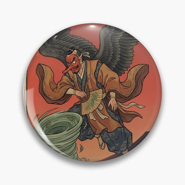Item preview, Traditional Ukiyo-e Tengu Mountain Demon Releasing Tornado with Mount Fuji designed and sold by TokyoUkiyoHouse.