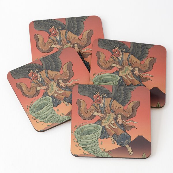 Item preview, Traditional Ukiyo-e Tengu Mountain Demon Releasing Tornado with Mount Fuji designed and sold by TokyoUkiyoHouse.