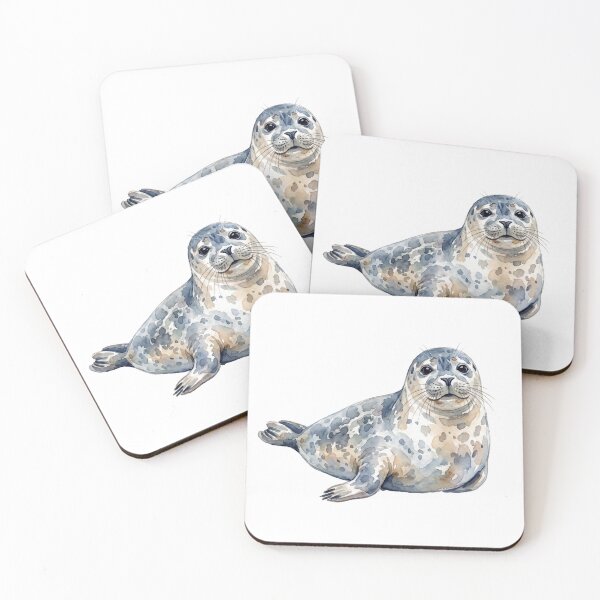 Item preview, Harbor Seal Watercolor – Maine Coastal Wildlife Illustration designed and sold by katelizspra.