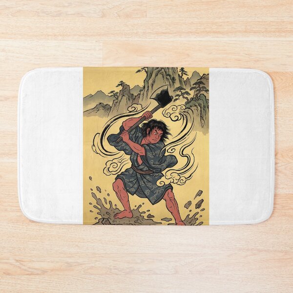 Artikelvorschau, Dynamischer Samurai-Krieger-Axtschlag-Ukiyo-e-Kunst entworfen und verkauft von TokyoUkiyoHouse.