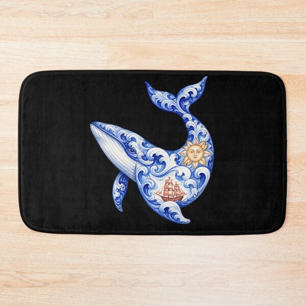 Item preview, Moby Dick Folk Whale - Sunlit Blue Ceramic Swirls designed and sold by Fenay Designs.