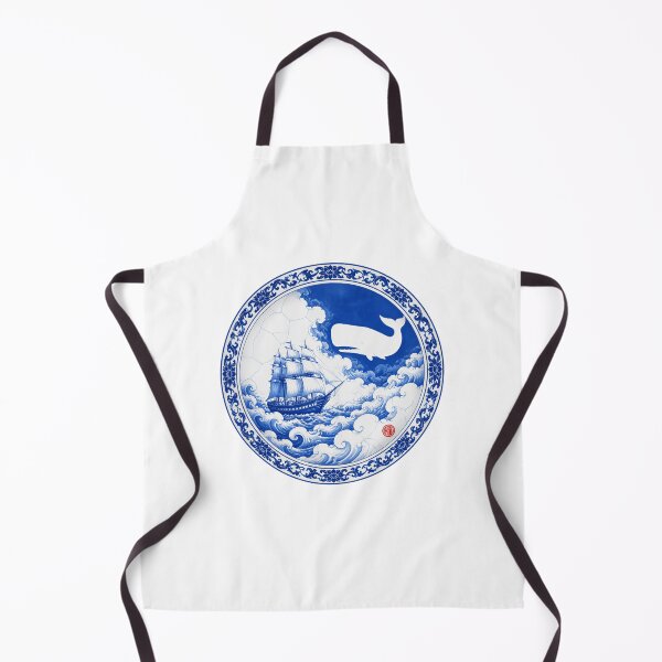 Item preview, Moby Dick Porcelain Voyage - Cobalt Ship and Whale designed and sold by Fenay Designs.