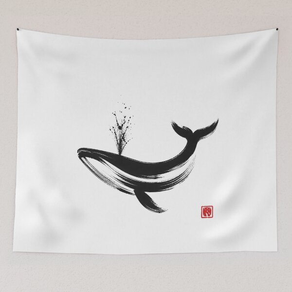 Item preview, Moby Dick Ink-Wash Whale - Quiet Red Seal designed and sold by Fenay Designs.