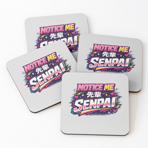 Artikelvorschau, Notice Me Senpai – Anime-Typografie entworfen und verkauft von Dew Drop Designs.