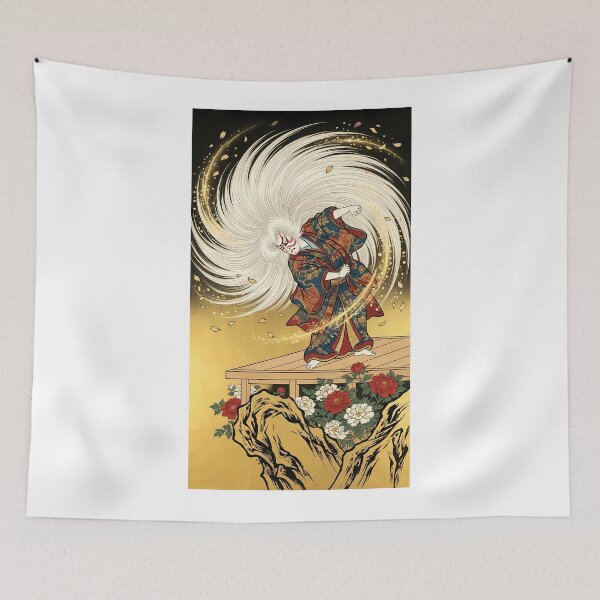 Item preview, Dynamic Kabuki Actor Performing Renjishi Lion Dance - Ukiyo-e Art designed and sold by TokyoUkiyoHouse.