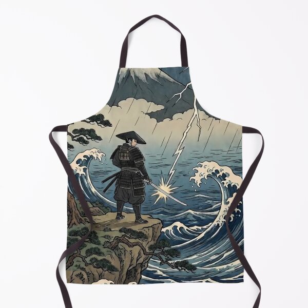 Item preview, Samurai Striking Lightning Bolt by Katana with Mt Fuji - Ukiyo-e Art designed and sold by TokyoUkiyoHouse.