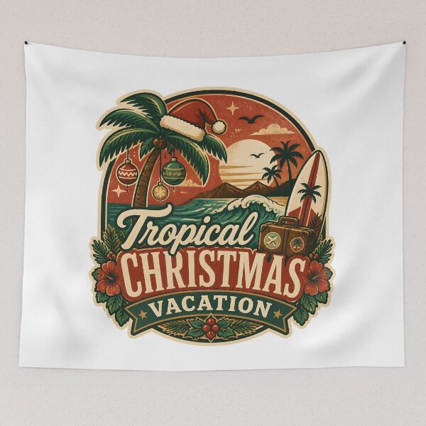 Item preview, Tropical Christmas Vacation Vintage Christmas Vacation Travel Gift designed and sold by OliviaHayesArt.