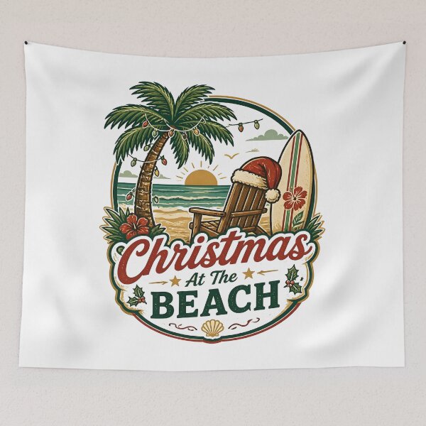 Item preview, Christmas At The Beach Vintage Christmas Vacation Travel Gift designed and sold by OliviaHayesArt.