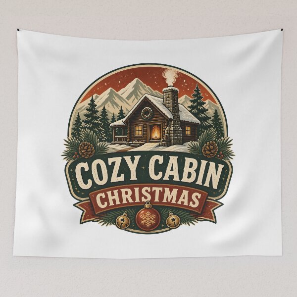 Item preview, Cozy Cabin Christmas Vintage Christmas Vacation Travel Gift designed and sold by OliviaHayesArt.