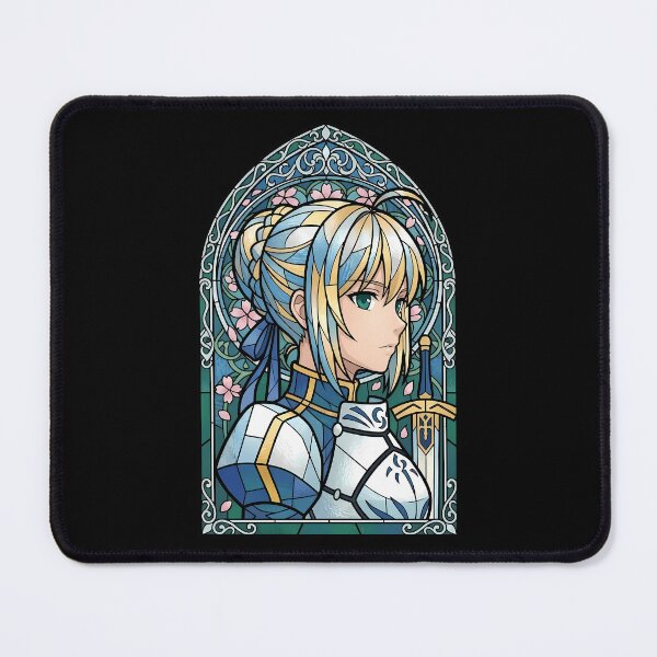 Item preview, Saber Fate Stay Night Blue Knight Stained Glass Portrait designed and sold by mildaclairmo.