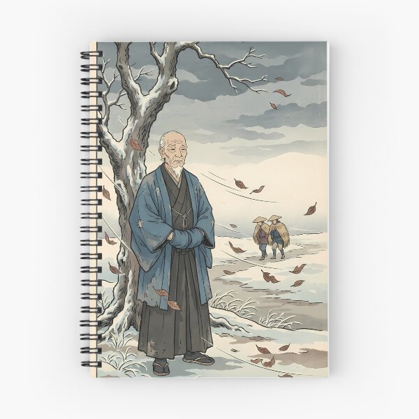 Item preview, Old Samurai Warrior Resisting Winter Wind - Ukiyo-e Art designed and sold by TokyoUkiyoHouse.