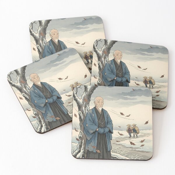 Item preview, Old Samurai Warrior Resisting Winter Wind - Ukiyo-e Art designed and sold by TokyoUkiyoHouse.