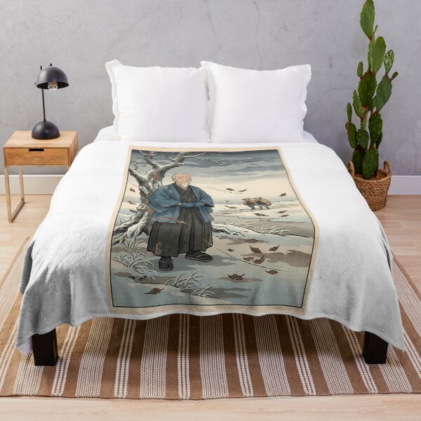 Item preview, Old Samurai Warrior Resisting Winter Wind - Ukiyo-e Art designed and sold by TokyoUkiyoHouse.
