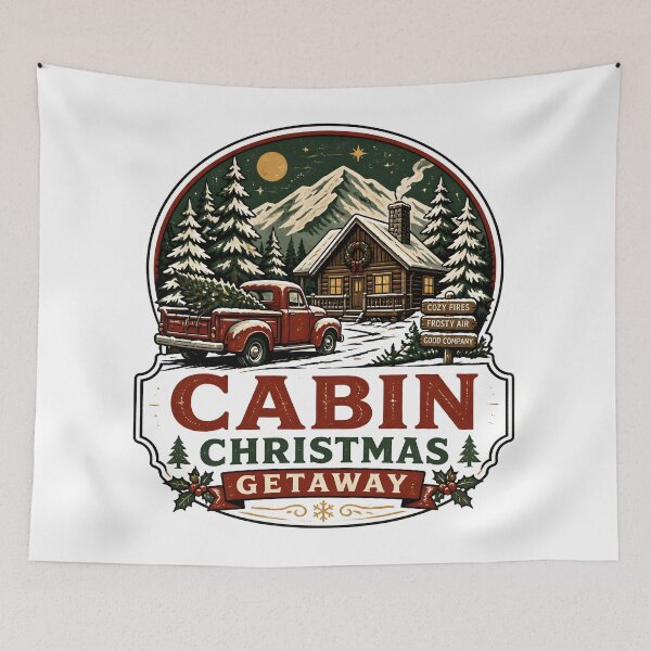 Item preview, Cabin Christmas Getaway Vintage Christmas Vacation Travel Gift designed and sold by OliviaHayesArt.