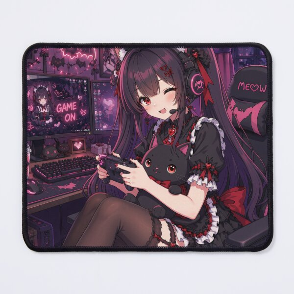 Item preview, Game On, Neko! – Gothic Gamer Maid designed and sold by Revyra Design .