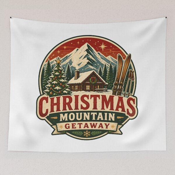 Item preview, Christmas Mountain Getaway Vintage Christmas Vacation Travel Gift designed and sold by OliviaHayesArt.