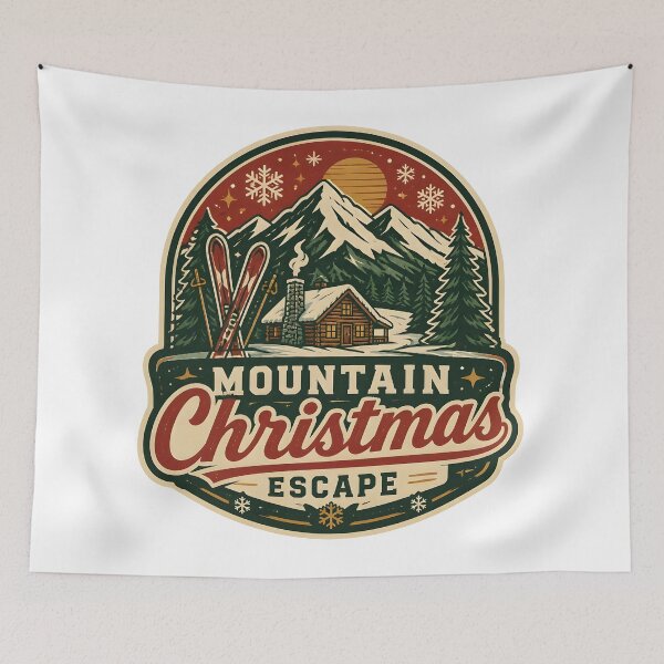 Item preview, Mountain Christmas Escape Vintage Christmas Vacation Travel Gift designed and sold by OliviaHayesArt.
