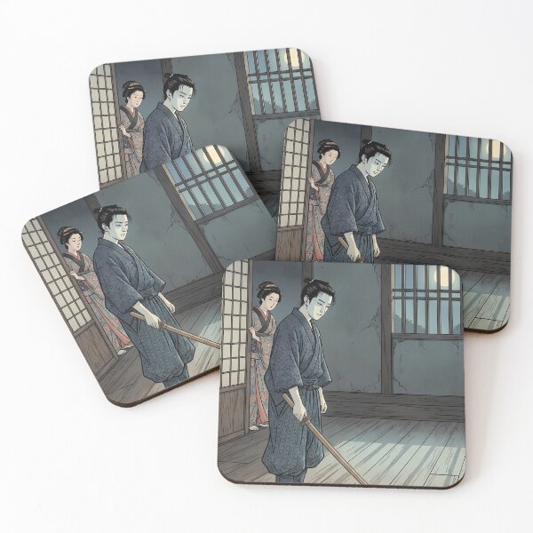 Item preview, Samurai in Moonlight Dojo: Martial Arts Training - Traditional Ukiyo-e Art designed and sold by TokyoUkiyoHouse.