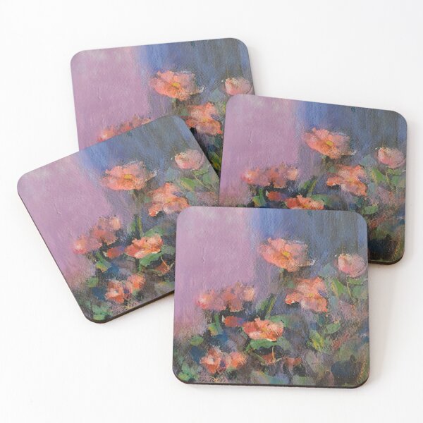 Item preview, Coral flowers on blue designed and sold by MacedoRivera.