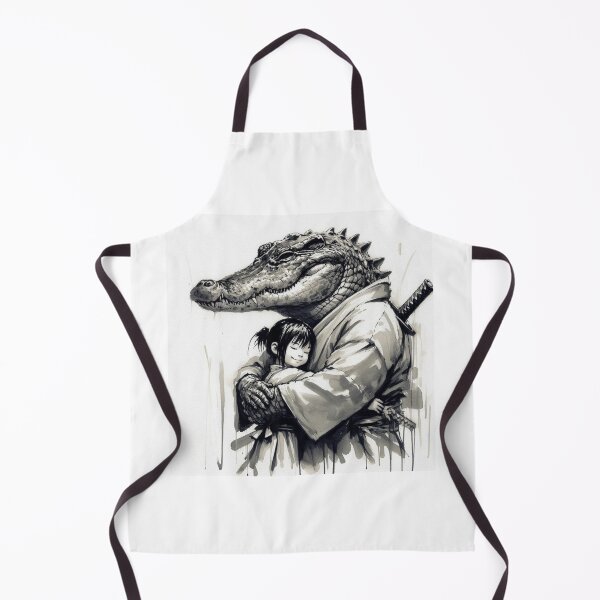 Item preview, The Protector - Samurai Crocodile Hugging Little Girl Sumi-e Ink Art designed and sold by ExpressoJungle.