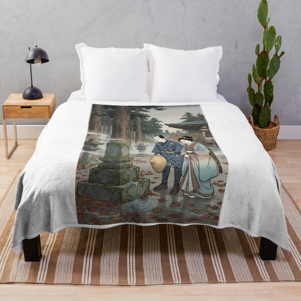 Artikelvorschau, Samurai und Jungfrau beten an einem Grab im Regenwald - Traditionelle Ukiyo-e-Kunst entworfen und verkauft von TokyoUkiyoHouse.
