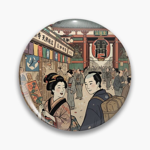 Item preview, New Year at Asakusa Kaminarimon: Daughter with Battledore - Traditional Ukiyo-e Art designed and sold by TokyoUkiyoHouse.