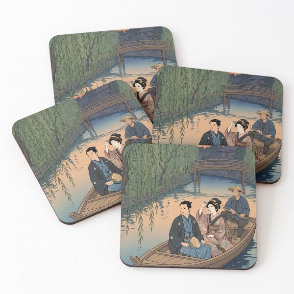 Item preview, Romantic Evening Boat Ride in Old Japan - Traditional Ukiyo-e Art designed and sold by TokyoUkiyoHouse.