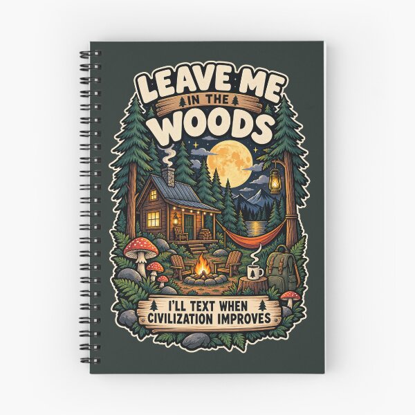 Aperçu de l'œuvre Laissez-moi dans les bois | Illustration humoristique pour une aventure en camping | Style décontracté et tendance pour la vie en cabane créée et vendue par warlistop.