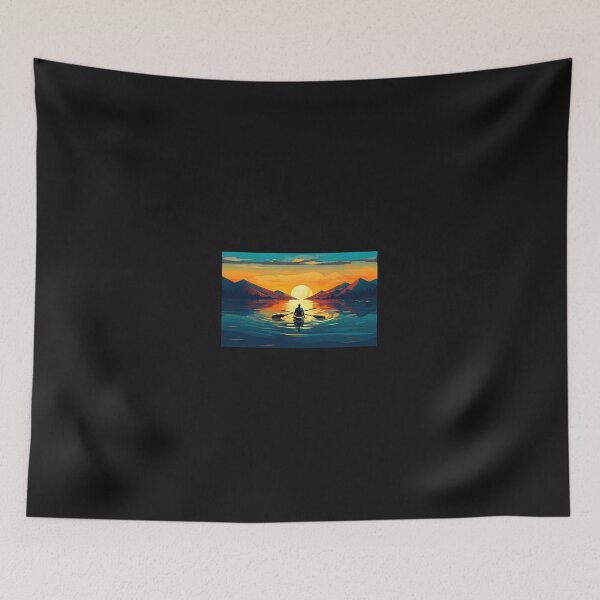 Item preview, Sunset Canoe Lake Mountain Serene Adventure designed and sold by haegerborra.
