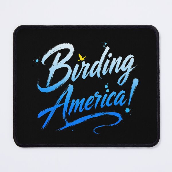 Item preview, Birding America – Bold Blue Brush Lettering with Bird Silhouette designed and sold by The-Drip-Studio.