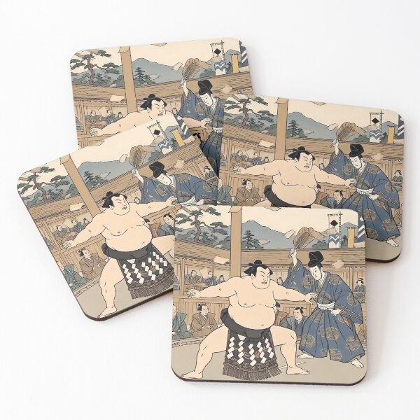 Item preview, Traditional Sumo Wrestler and Gyoji Referee Ukiyo-e Art designed and sold by TokyoUkiyoHouse.