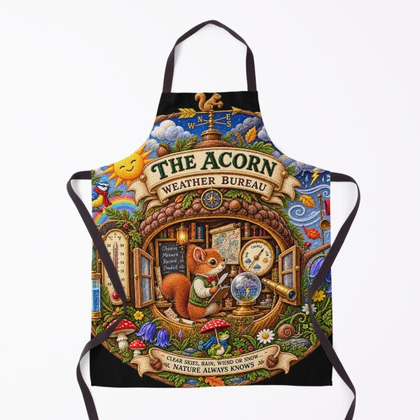 Item preview, Squirrel Weather Bureau – Embroidered Acorn Woodland Art designed and sold by Emoji Emblems.