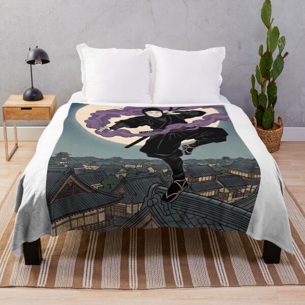 Item preview, Ninja Shinobi on Roof with Full Moon Japanese Ukiyo-e Art designed and sold by TokyoUkiyoHouse.