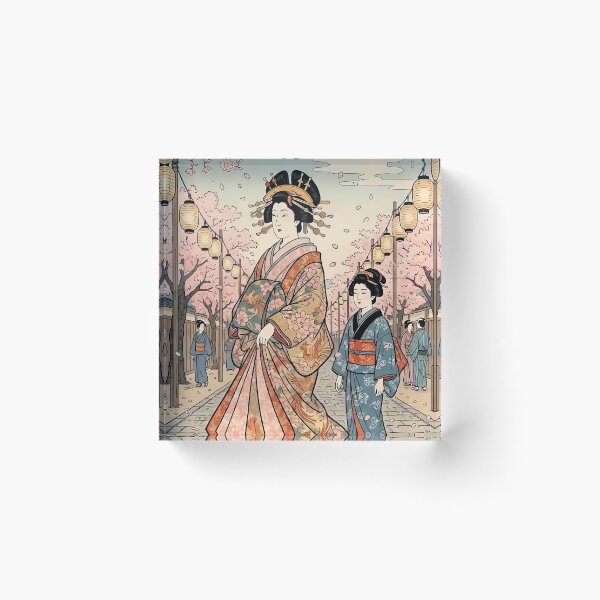 Item preview, Oiran Walk Under Cherry Blossoms Vintage Japanese Ukiyo-e Art designed and sold by TokyoUkiyoHouse.